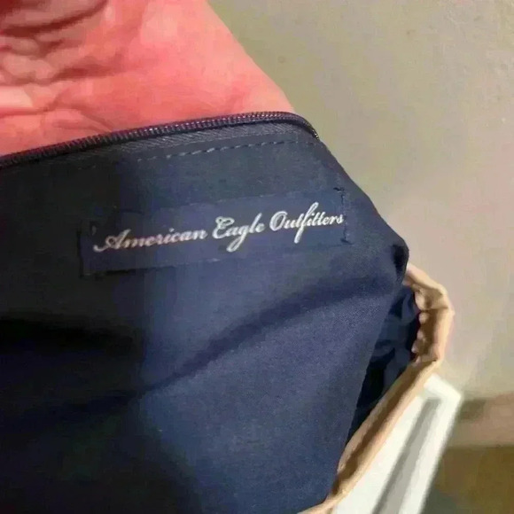 American Eagle Outfitters Cloth Boho Handbag Navy Blue White Stripes-EUC - Picture 4 of 7